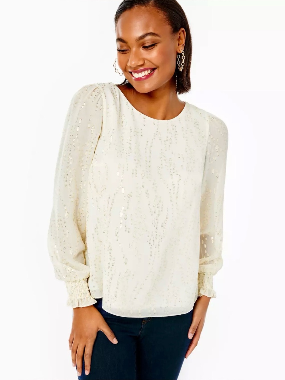 Lilly Pulitzer Idina Long Sleeve Silk Blouse